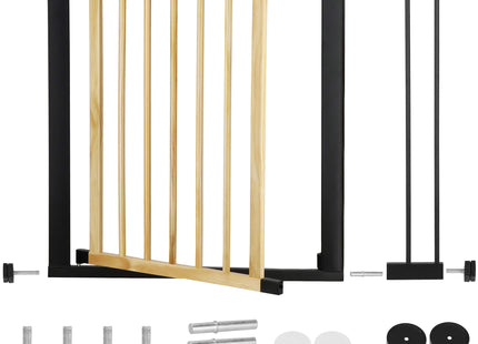 Traphekje | 75 - 96 cm | Traphek | Veiligheidshekje | Metaal | Hout | Zwart/Bruin