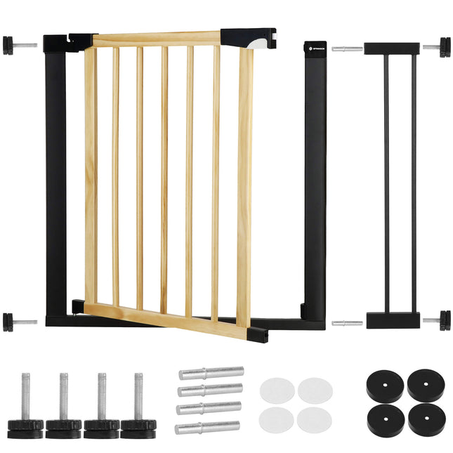 Traphekje | 75 - 96 cm | Traphek | Veiligheidshekje | Metaal | Hout | Zwart/Bruin