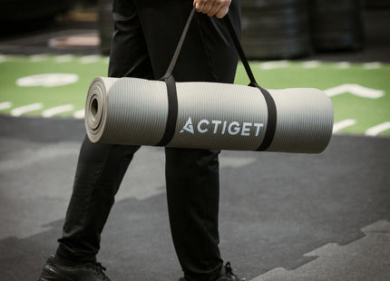 Actiget® Yogamat - Extra Dik - Inclusief Draagriem - 183 x 61 x 1 CM - Grijs