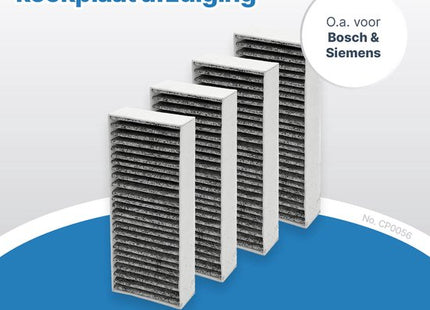 SQOON® Afzuigkapfilter - Set 4 stuks - Geschikt Bosch - Siemens - HEZ9VRUD0 - 17007113 - Model 17007412 | Kookveldafzuiging, Werkbladafzuiging (afzuigkap)