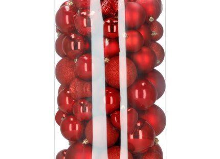 Kerstballen | 100 Stuks | Rood Tinten | Onbreekbaar