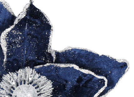 Kunstbloem | Kerst |Ster van Bethlehem | Clip | Marineblauw | Glitters