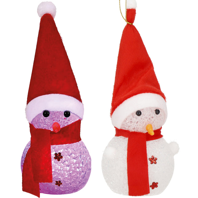 Kerstversiering | Kerstdecoratie Voor Binnen | Kersthanger | Sneeuwpop | Lichtgevend | Rood