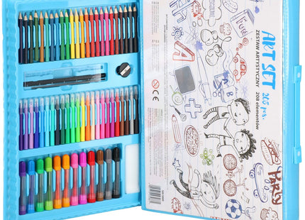 Tekendoos | Tekenkoffer Kinderen | 208 Delig | 40 x 35.5 x 5 cm | Blauw