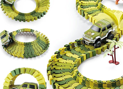 Dino Racebaan | Inclusief Jeep | 120 Delen | Groen