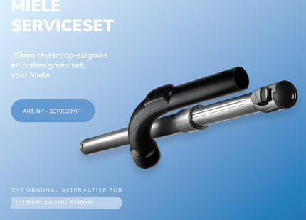 SQOON® Serviceset geschikt voor Miele stofzuigers - Gelijk aan model: 10275580 / 9442601 / 5269091 - Vervanging voor zuigbuis en pistoolgreep met klikvergrendeling