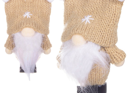 Kerstkabouter - Kersthangers - Kerstdwerg - Kerstversiering - Beige - 8 cm