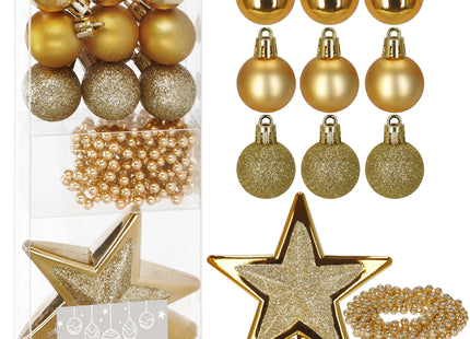 Kerstballen Set  | 11 Stuks | Kralen | Piek | Goud