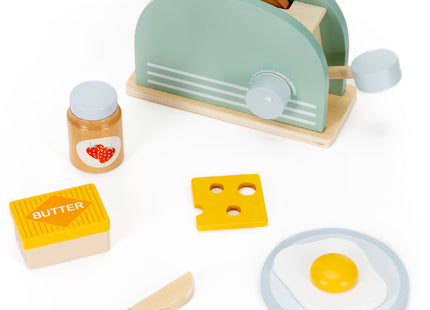 Springos ® Houten Broodrooster - 6-delig - Keuken Speelgoed - Groen