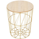 Salontafel | Salontafel Rond | Bijzettafel | 1 Stuk | 40 cm | Goud/Hout