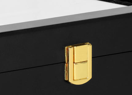 Horlogedoos - Horlogebox - Horlogeopberger - Suède - Zwart - Grijs - Goud  - 6 Horloges
