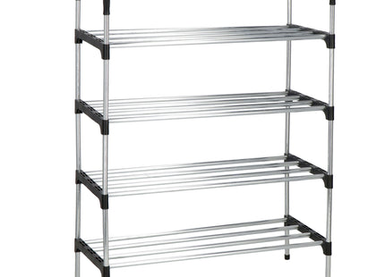 Schoenen Rek - Schoenen Kast - Metalen Kast - 4 Planken - Zilver - 83.5 x 27.5 x 60 cm
