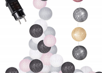 Fairy Lights | 10 m | 50 LED | Grijs/Roze/Wit/Zwart