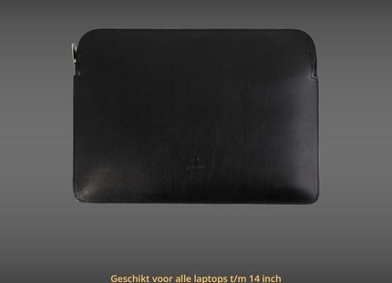 Baltan Leren Laptophoes - Met Rits - Tot 14 inch - Zwart