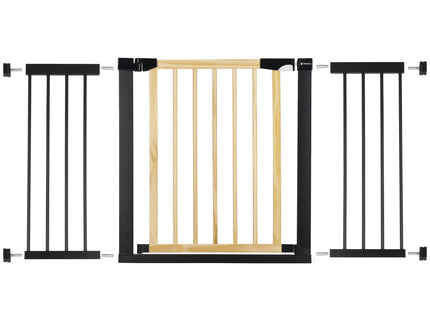 Traphekje | 75 - 124 cm | Traphek | Veiligheidshekje | Metaal | Hout | Zwart/Bruin
