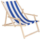 Ligbed | Strandstoel | Ligstoel | Verstelbaar | Arm Leuning | Beukenhout | Handgemaakt | Blauw Wit