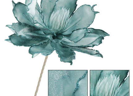 Kunstbloem - Kunstlotus - Kunststof - Turquoise- Glitters