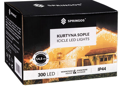 IJspegel Verlichting | 12 m + 2.5 m Snoer | Inclusief Afstandsbediening | 300 LED | Warm Wit | Koppelbaar