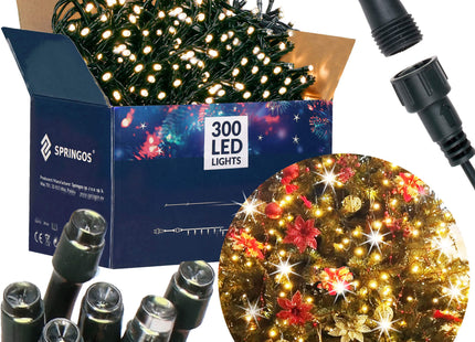 Kerstboomverlichting | Met 300 LED Lampjes | 18,5 M | Warm wit + flits koud wit