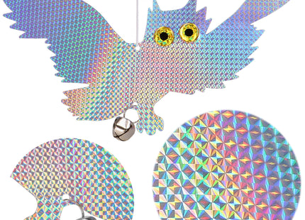 Vogelverjager - Hologram - Uil - Met - Bel - 40 x 24 CM