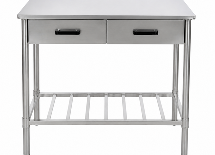 Buitenkeuken - Werktafel - 2 Lades en Opbergrek - RVS - 100x50,5x87 cm