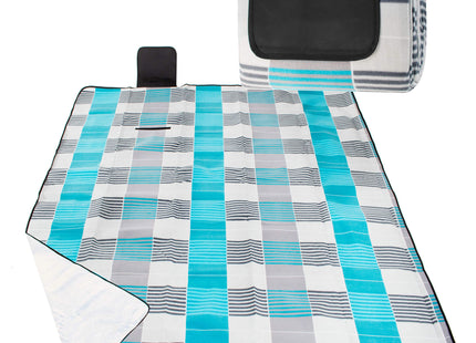 Picknickkleed | Picknickdeken | Buitenkleed | Picknick | 200 x 150 cm | Grijs/Blauw/Wit