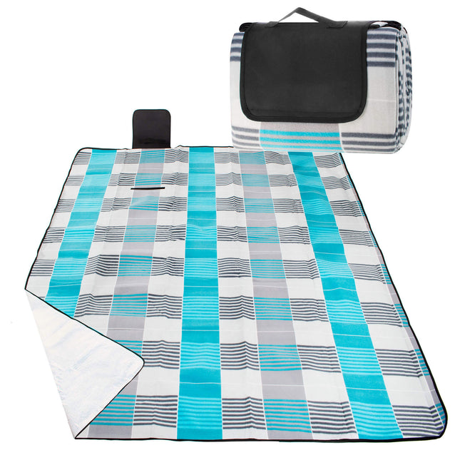 Picknickkleed | Picknickdeken | Buitenkleed | Picknick | 200 x 150 cm | Grijs/Blauw/Wit