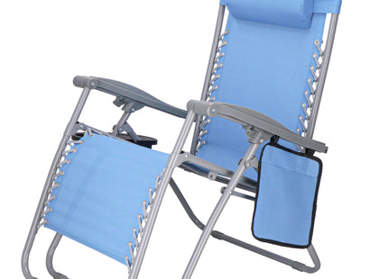 Tuinstoel | Ligstoel | Opvouwbaar | Verstelbaar | Ergonomische Hoofdsteun | Blauw