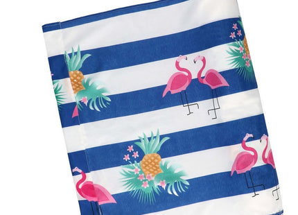 Strand Windscherm Met Stokken | Windscherm Strand | Windscherm Camping | 12 Meter | Flamingo | Blauw/Wit Gestreept