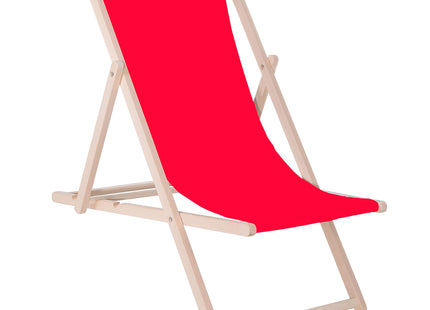 Ligbed | Strandstoel | Ligstoel | Verstelbaar | Beukenhout | Handgemaakt | Rood