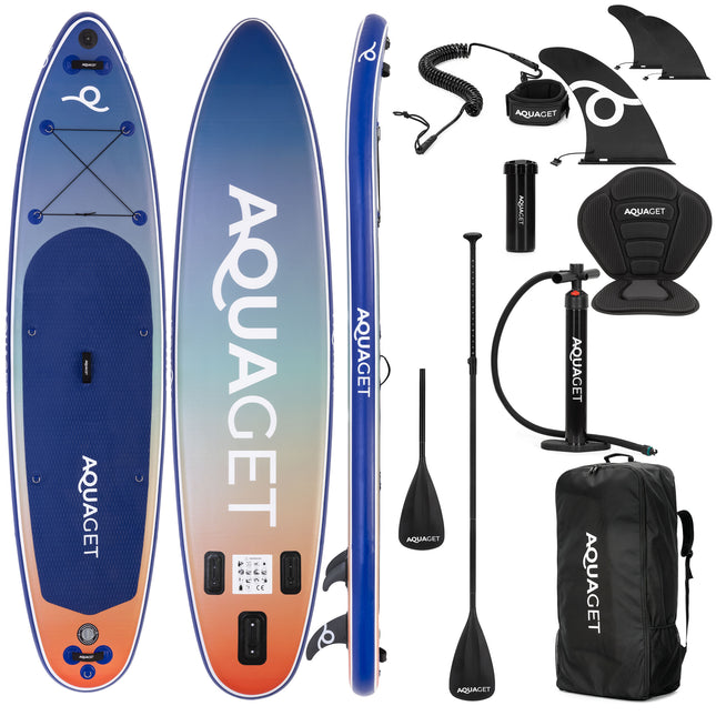 SUP Board - Opblaasbaar Paddle Board - Met Tas - Met Zitje -Inclusief Accessoires - Complete Set - Max. 220KG - 350x83,5cm - Meerkleurig