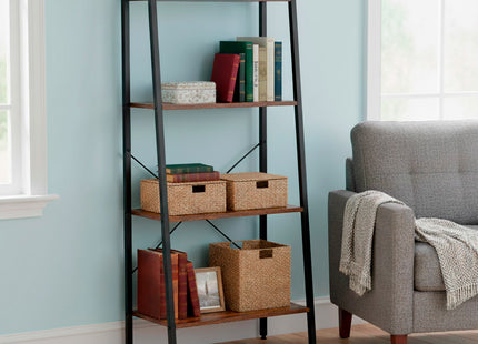 Boekenkast - Ladderrek - Rek - 4 Etages - 138x56x34 cm - 100 KG - Gepoedercoat Metaal - Donkerbruin/Zwart
