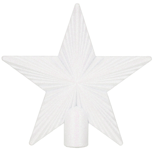 Kerstboom Piek | Ster | 21 cm | Wit | Glitter