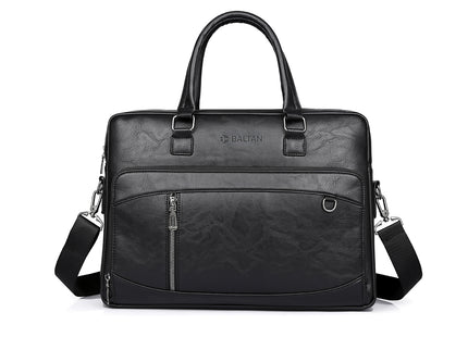 Baltan Leren Aktetas - Laptoptas - Tot 16 inch -Zwart  - 10L - 38 X 29 X 10 CM