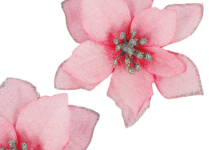 Kunstbloem | Kerst | Ster van Bethlehem | Roze | Glitters