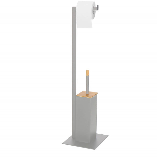 Toiletbutler | Toiletrolhouder | Toiletborstel met houder | Toiletaccessoire | Grijs