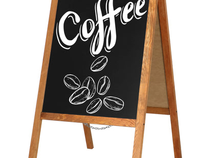 Krijtstoepbord - Krijtbord - Dubbelzijdig - Horeca - Reclame - Buiten - Zwart - Bruin