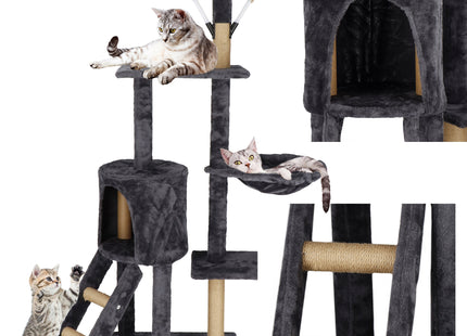 Krabpaal - 6 Etages - Voor Katten - Toren - Meubelbescherming - 35 x 35 x 145 cm - Grijs