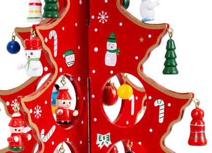 Kerstboom | Bouwpakket | Ornamenten | Rood | 29 Cm | Hout