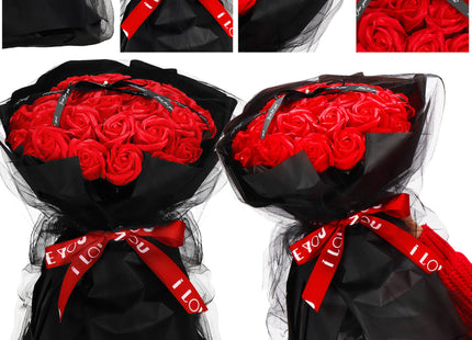 Kunstboeket - Sierboeket - Decoratief - Zeep Rozen - Decoratief - Valentijnsdag - Rood - 32 Stuks - 35 cm