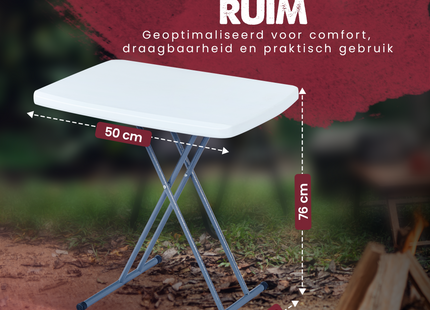 Campingtafel - Vouwtafel - 76 X 50 X 53,5 - Wit