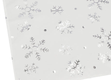 Tafelkleed -Kerst - Sneeuwvlokken- Wit - Polyester - 185 x35 CM