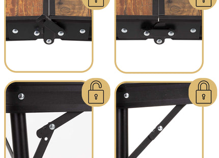 Picknick Tafel Met Bankjes - Campingtafel - Campingset - Biertafel - Horeca -Tafel - Bankjes - Opvouwbaar - Bruin -  90 x 60 x 70 cm