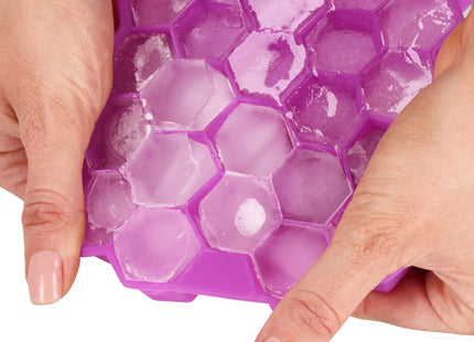 IJsblokjes vorm - Siliconen - Honinggraat - 37 Stuks - Paars - 20x12x2.5x CM