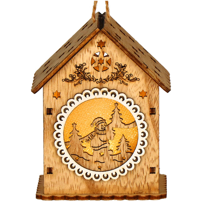 Kersthanger | Kerstversiering | Kerstboomhanger | Lichtgevend | Huis | Sneeuwpop | 9 cm