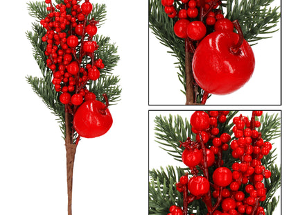 Kersttak | Lijsterbessen Decoratie | Rood | Middenstuk | 32 cm