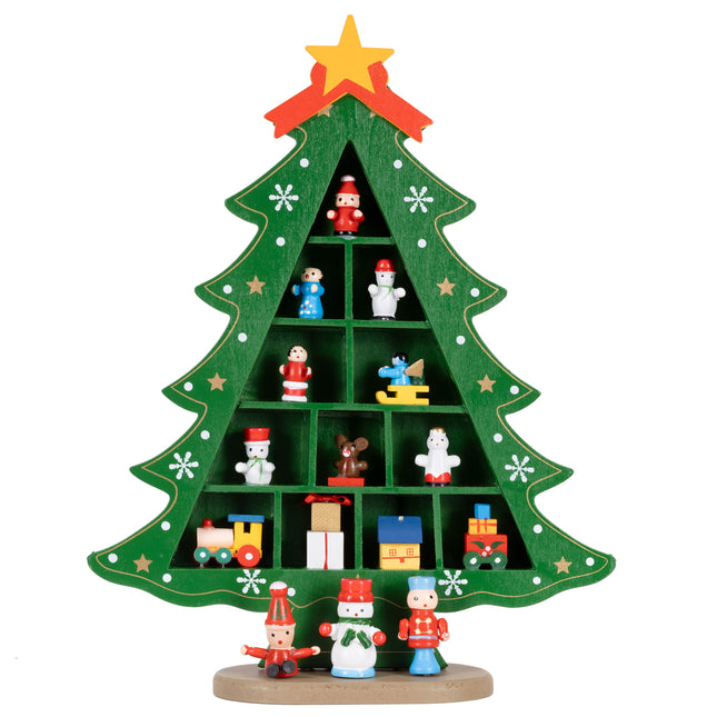 Kerstfiguur - Kerstboom - Kerstversiering - Hout - 28 cm
