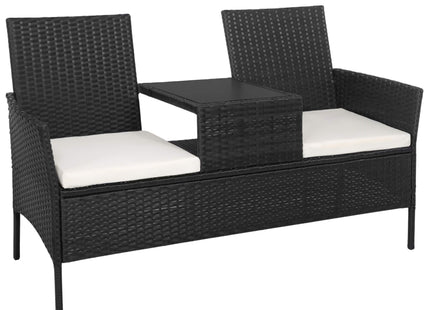 Tuinset - Stoelen - Bank - Tafel - Rotan - Zwart - 3 in 1