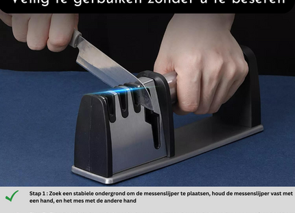4-in-1 Professionele Messenslijper | Doortrekslijper | Anti Slip | Schaarslijper & Messen Slijper | RVS