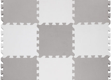 Speelmat | Speelmat Foam | Puzzelmat | 9 Puzzelstukken | 95,5 x 95,5 cm | Grijs/Wit